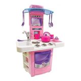 Cozinha Infantil Rosa Completa Com Pia Fogão Forno Sai Água