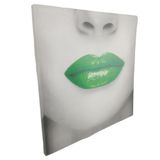Quadro Batom Verde Boca Textura Moldura 40x40 Lipstick Decoraçao Casa Quarto Sala Recepçao Enfeite
