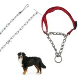 Coleira Guia Kit Corrente Aço Semi Enforcador Ajustavel Adestramento Cachorro Caes Pet Treinamento