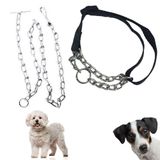 Coleira Ajustavel Kit Corrente Aço Guia Semi Enforcadora Treinamento Aço Pet Caes Cachorro