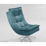 Poltrona Nilla Chaise Base Giratória Suede Turquesa - Fm