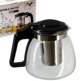 Chaleira Vidro Infusor Inox Filtro Coador Chá Luxo 900ml