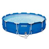 Piscina Intex 4.485 Litros Estrutural Azul Capa Bomba Filtrante Forro Kit Limpeza 220v