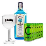 Gin Bombay Sapphire 750ml + 6 Citrus Prata 269ml + 2 Taças