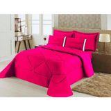 Kit Edredom + Lençol Dupla Face Casal Queen 6 Pç Pink