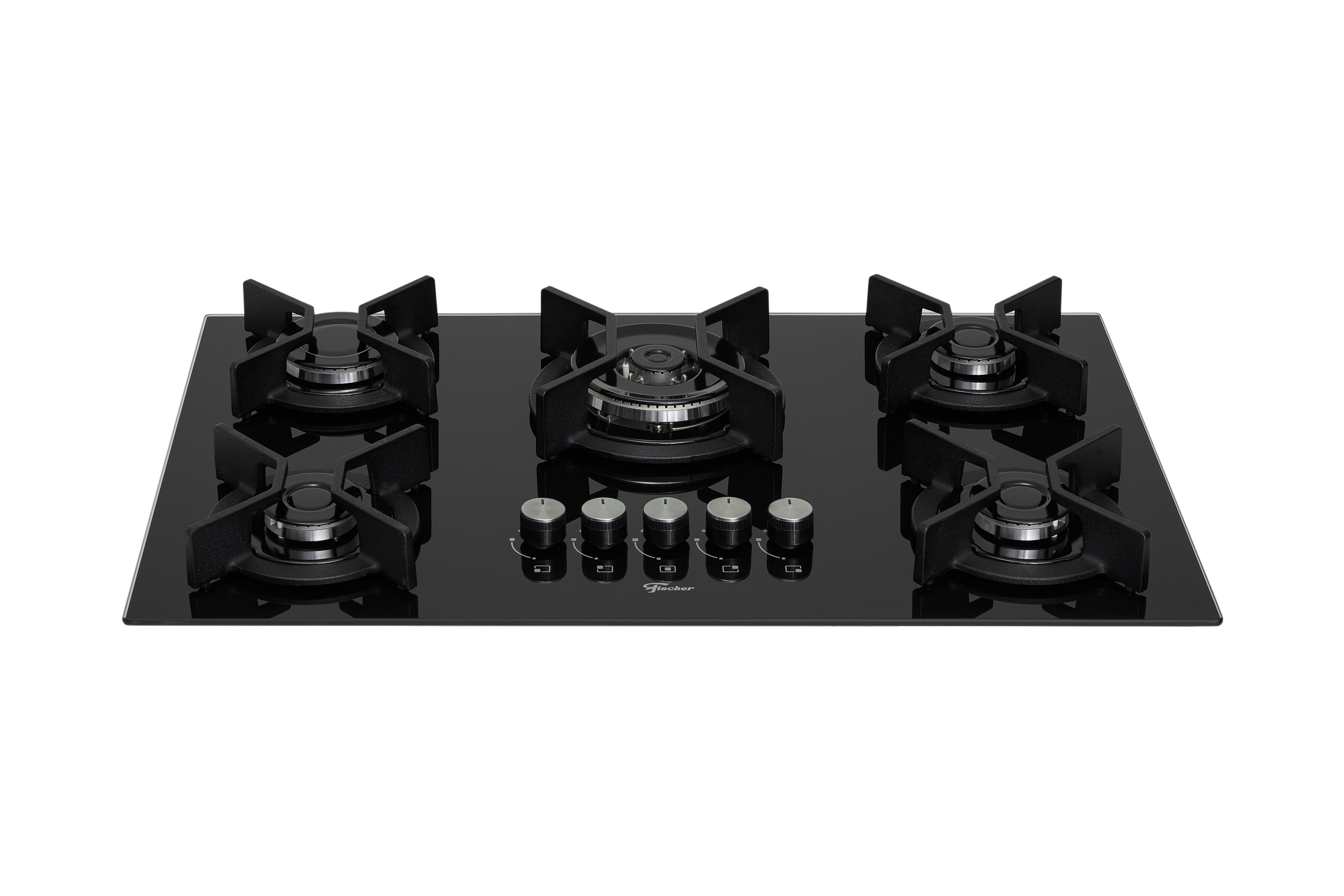 Cooktop 5 Bocas Gás Mesa Vidro Tripla Chama Infinity Bivolt Fischer Preto