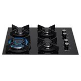 Cooktop Em Vidro 4 Bocas À Gás Tripla Chama Infinity Bivolt Fischer Preto