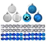 Kit 30 Bolas De Natal Prata Azul 4cm Enfeite Pendente Árvore