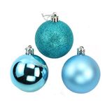 Kit 30 Bolas De Natal Mista Azul Claro 3cm Pendente Árvore