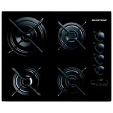 Cooktop Brastemp 4 Bocas, Ã GÃ¡s, Acendimento Super AutomÃ¡tico, Touch Timer, Mega Chama - Preto - Brbdt62aeuna