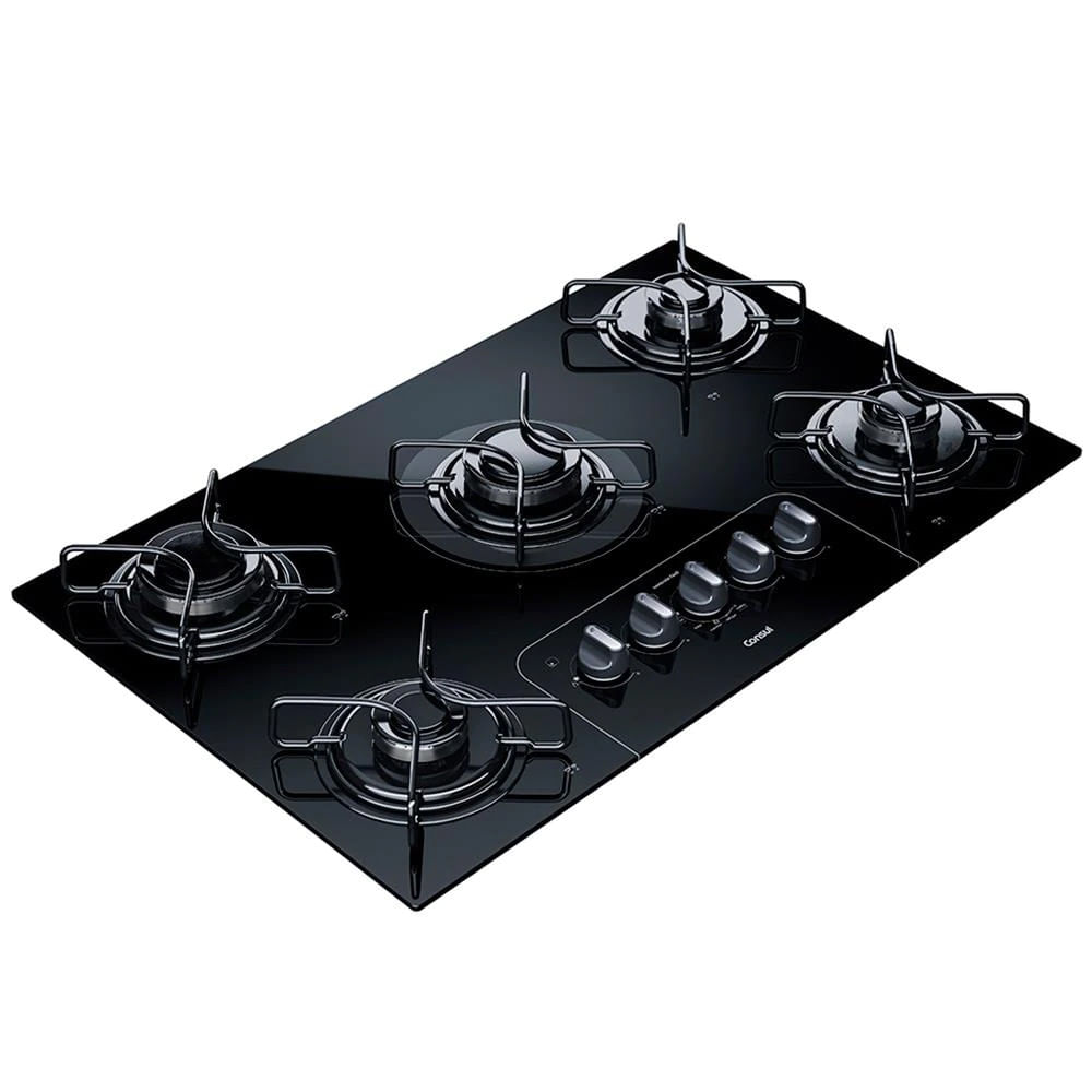 Cooktop A Gás 5 Bocas Cd075ae Vidro Temperado Acendimento Automático Consul