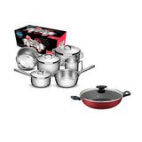 Jogo De Panelas Solar 6pçs Inox + Panela Wok 28cm Tramontina