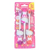 Kit Com 3 Escova Dental Infantil Hello Kitty Com Ventosa
