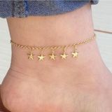 Tornozeleira Elo Português Estrela Banhada A Ouro