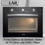 Forno Elétrico De Embutir Stelar Âmbar De 55 Litros Preto 220v