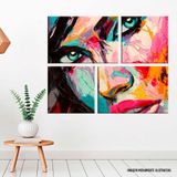 Conjunto de 4 Telas Decorativas em Canvas Painting Girl Único