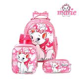 Kit Mochila Escolar Infantil Gata Marie Com Rodinhas