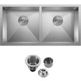 Cuba Dupla Inox 304 Quadrada Gourmet Plana Cozinha 88x40