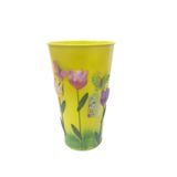 Vaso Metal Enfeite Varanda Borboleta Flor Amarelo