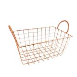 Cesta Cobre Rose Organizador Decorativo 14x32x20cm Com Alça
