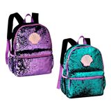 Mochila Infantil Escolar Sereia Paete Roxa E Verde Feminina