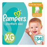 Fralda Pampers Confort Sec Xg Com 34 Unidades