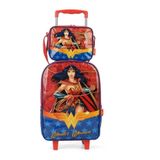 Kit Mochila Rodinhas E Lancheira Wonder Woman