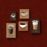 Tipos De Café Quadro Com 5 Peças 15mm Ultra-brilho