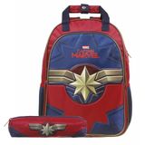 Mochila Costas Capitã Marvel Escolar Infantil E Estojo Soft