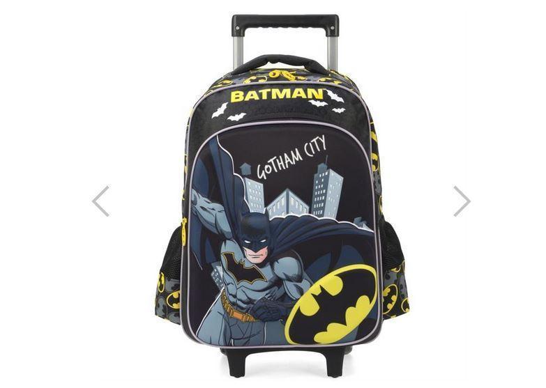 Mochila Infantil Com Rodinha Batman Grande Preta - Luxcel