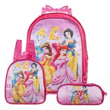 Mochila Escolar Princesas Bolsa Rodinha Kit Lancheira+estojo