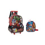 Kit Capitão América Mochila Rodinha E Costas + Lancheira