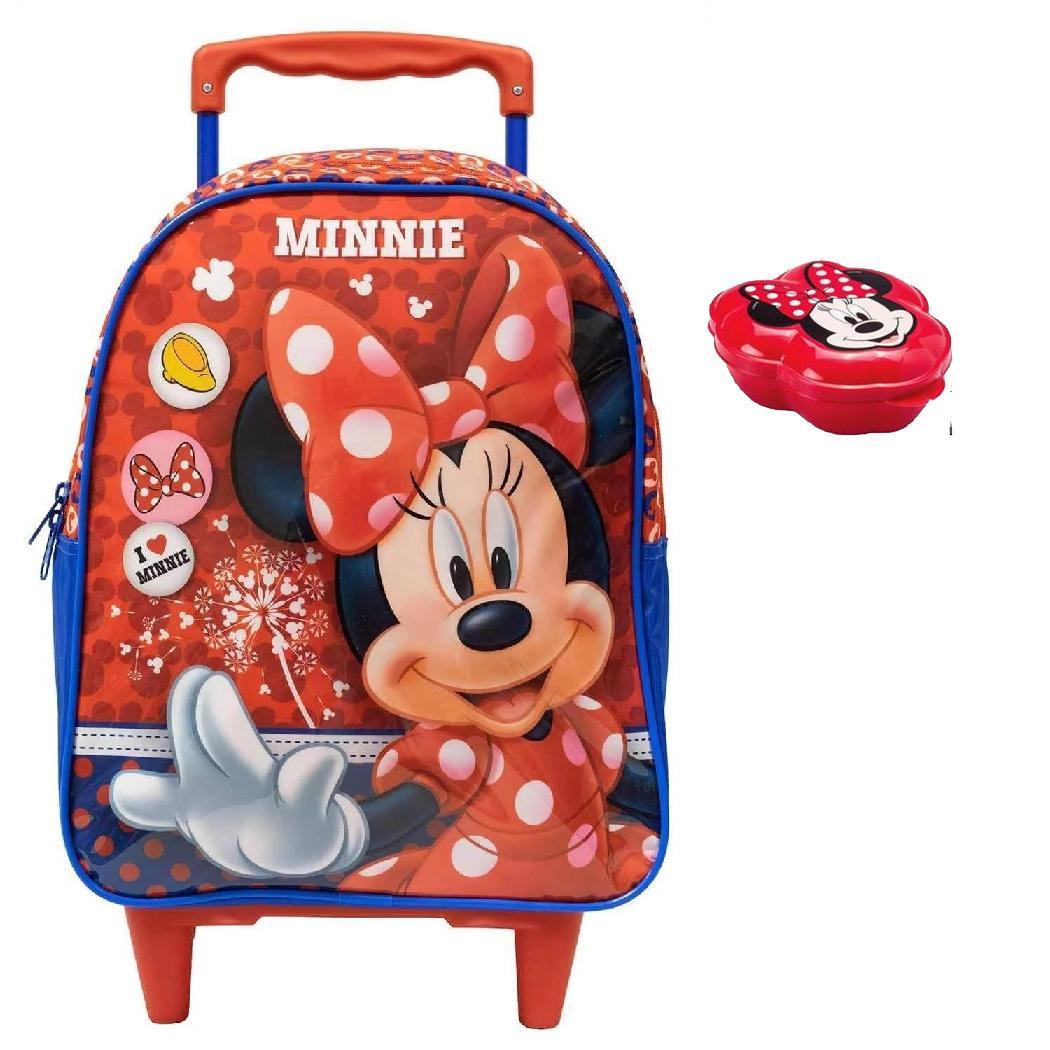 Mochila Escolar Minnie Laço Mouse Tam G Rodinhas Infantil