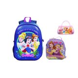Kit Escolar Princesas Disney Paetê Mochila + Lancheira