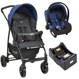 Carrinho Ecco Cz Azul Com Bebê Conforto E Base - Burigotto