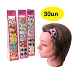 30 Presilhas De Cabelo Tic Tac Laço Sortido Infantil