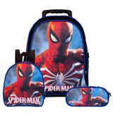 Mochila Homem Aranha Escolar Rodinha Kit Lancheira+estojo