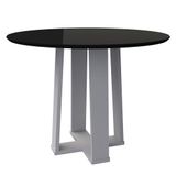 Mesa De Jantar Tampo Vidro Lara 100 Cm Preto Base Off White