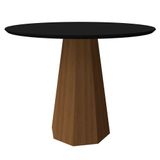 Mesa De Jantar Tampo Vidro Agnes 120 Cm Preto Base Imbuia