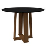 Mesa De Jantar Tampo Vidro Lara 100 Cm Preto Base Imbuia