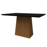 Mesa De Jantar Tampo Vidro Bella 120 Cm Preto Base Imbuia