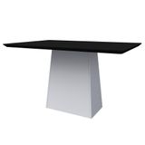 Mesa De Jantar Tampo Vidro 160 Cm Preto Base Off White