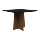 Mesa De Jantar Tampo Vidro Tina 100 Cm Preto Base Imbuia