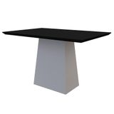 Mesa De Jantar Tampo Vidro 135 Cm Preto Base Off White