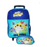 Kit Mochila Baby Shark Rodinhas Infantil Escolar Estojo Gran