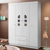 Guarda Roupa Infantil 4 Portas Livia Branco - Phoenix Baby