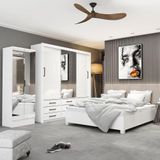 Quarto Completo Casal Sapateira 2 Portas E Cama Branco