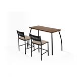 Conjunto Mesa E 2 Banquetas Em Aço Preto C/ Tampo Mdp Nogal
