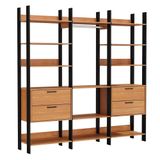 Guarda Roupa Closet Industrial 217cm 4 Gavetas 100% Mdf Tw404 Freijó/preto Fosco