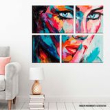 Conjunto de 4 Telas Decorativas em Canvas Girl Único